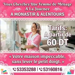 femme de menage par jour a mahdia