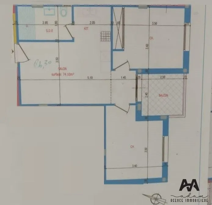 Appartement S+2 de 85 m² à AFH² Mrezga, Nabeul