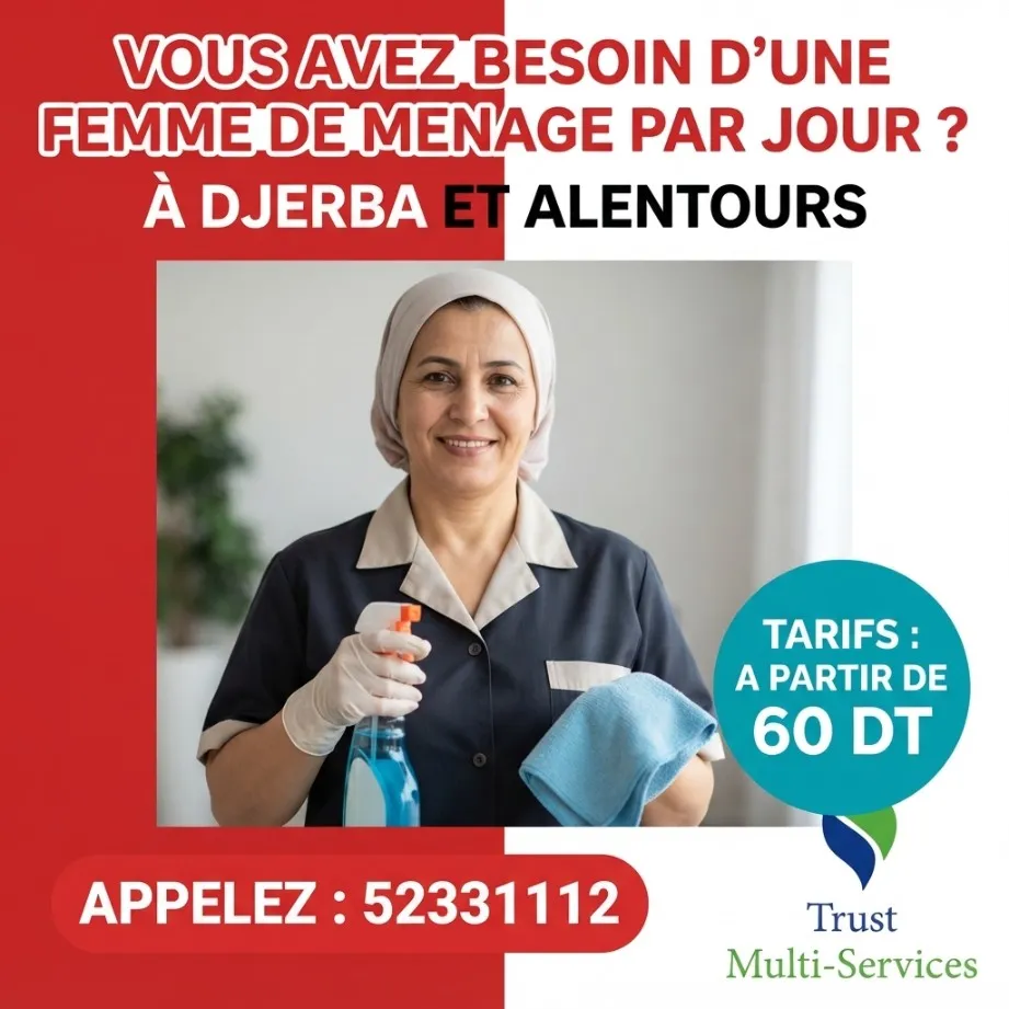 DES FEMMES DE MENAGES PAR JOUR A DJERBA MIDOUN