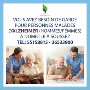 GARDE MALADE POUR ALZAYMER A DOMICILE A SOUSSE