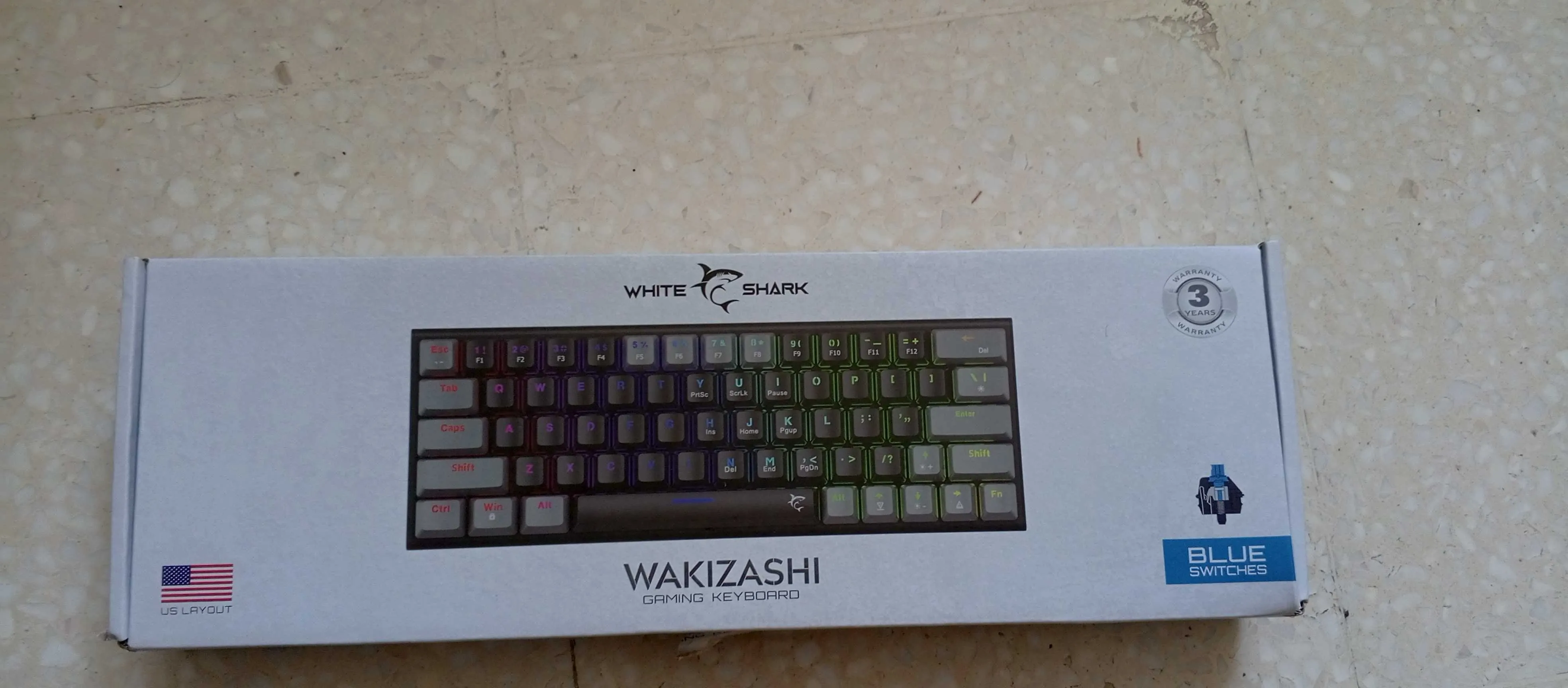 Clavier Gaming White Shark WAKIZASHI   BLUE SWITCHES Noir