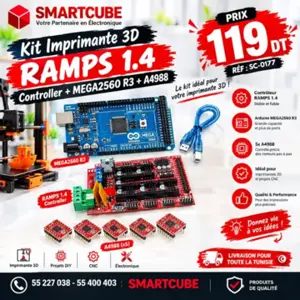 Kit Imprimante 3D RAMPS 1.4 – MEGA2560 R3 + A4988