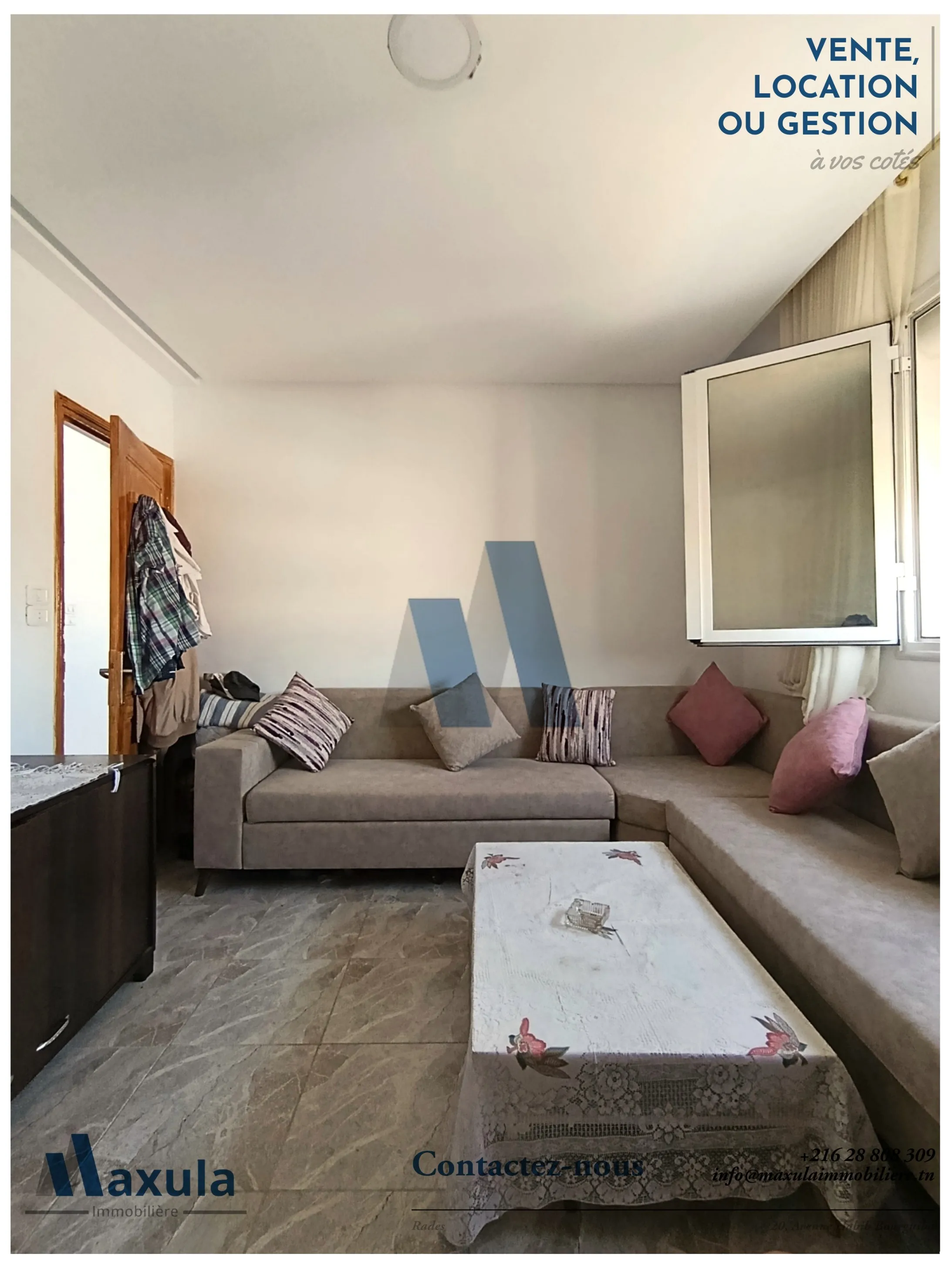 À VENDRE APPARTEMENT S+2 RÉNOVÉ À RADES SNIT (CHEMINOT)