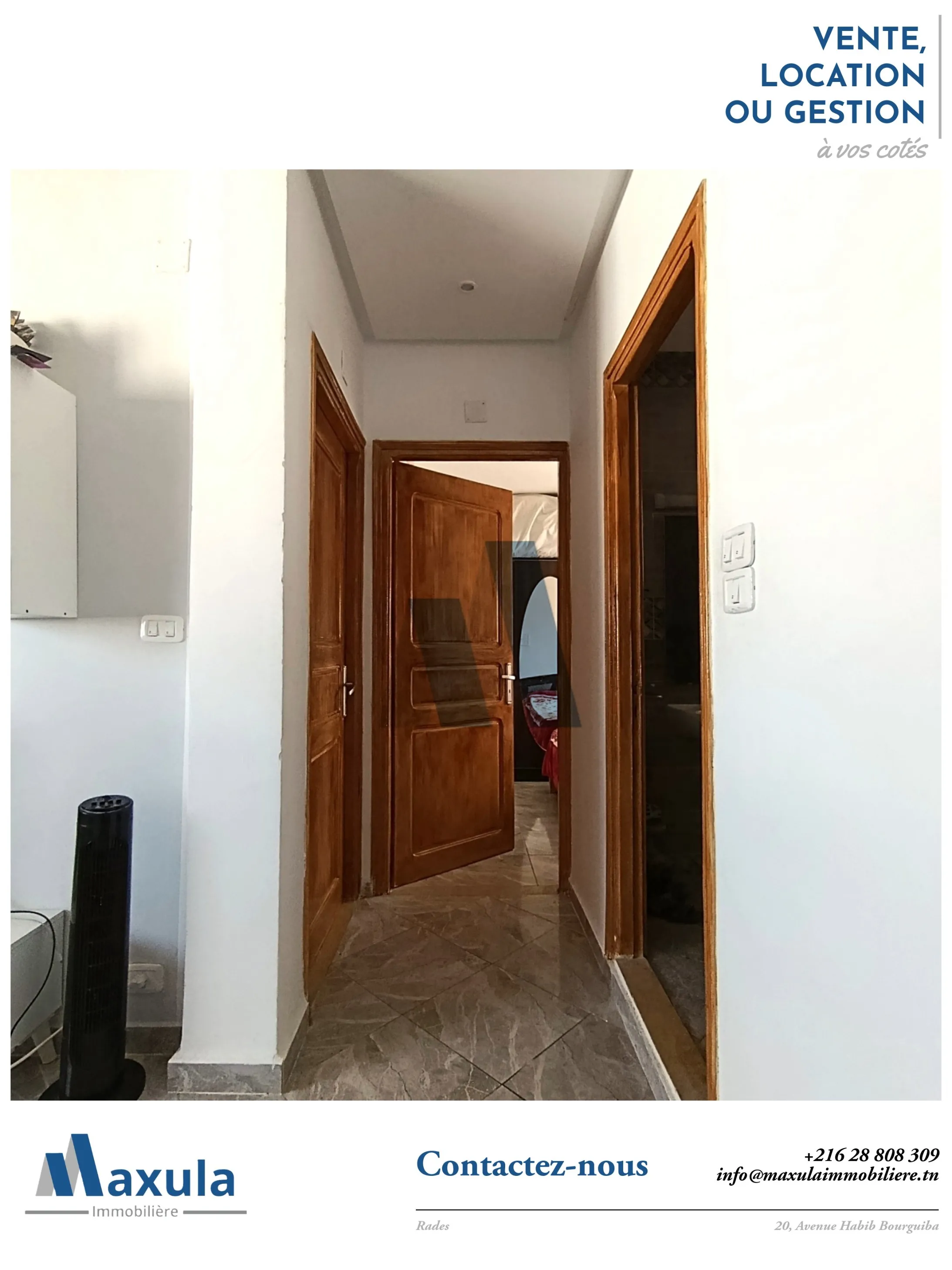 À VENDRE APPARTEMENT S+2 RÉNOVÉ À RADES SNIT (CHEMINOT)