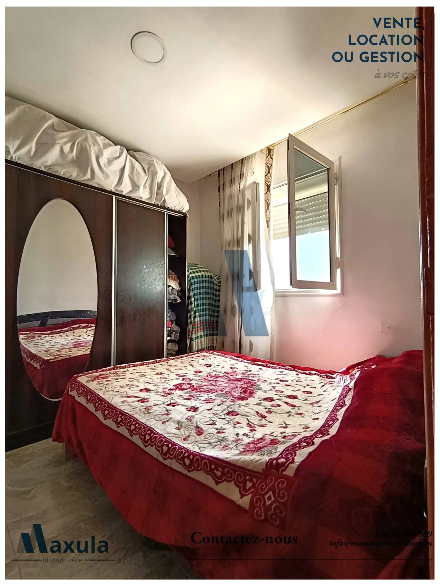 À VENDRE APPARTEMENT S+2 RÉNOVÉ À RADES SNIT (CHEMINOT)