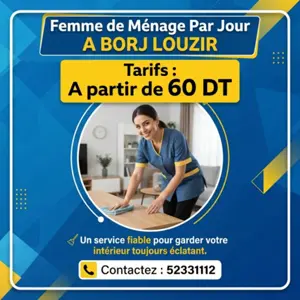 FEMME DE MENAGE PAR JOUR A BORJ LOUZIR